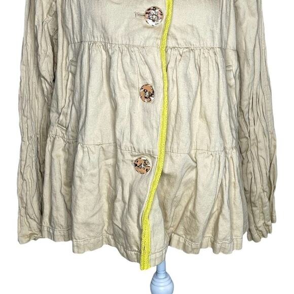 Anthro Hei Hei Khaki Tiered Swing Trench Coat womens medium - Picture 7 of 13